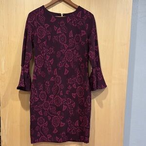 Tommy Hilfiger Burgundy Floral Long Sleeve Dress